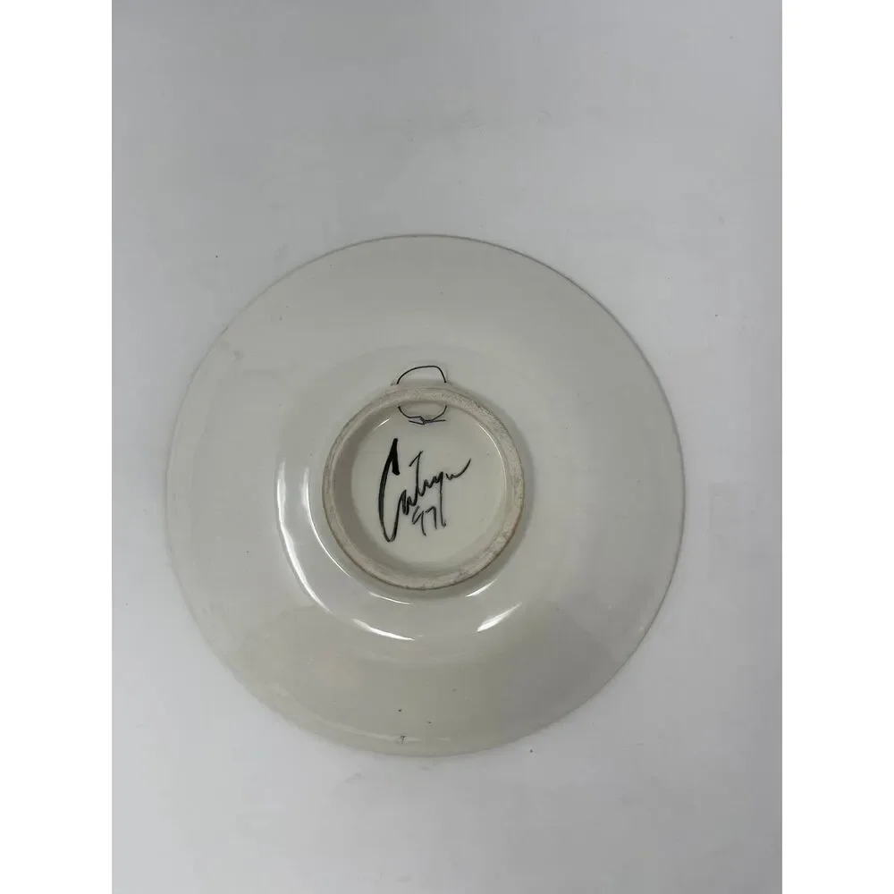Vintage Catryn Black & White Elephant Deco Decorative Wall Plate / Bowl ~Signed